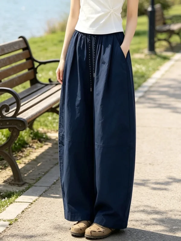 Summer New Style Women's Casual Loose Pants Artistic Nine Points Slimming Balloon Knife Pants Thin High Waist Polyester Fiber