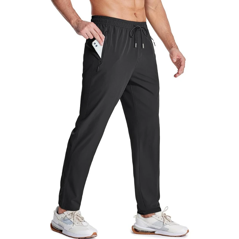 

2026 New Spring and Autumn Casual Pants Men's Sports Basketball Running Pants Loose Tie Elastic Waist Home Pants with Pockets