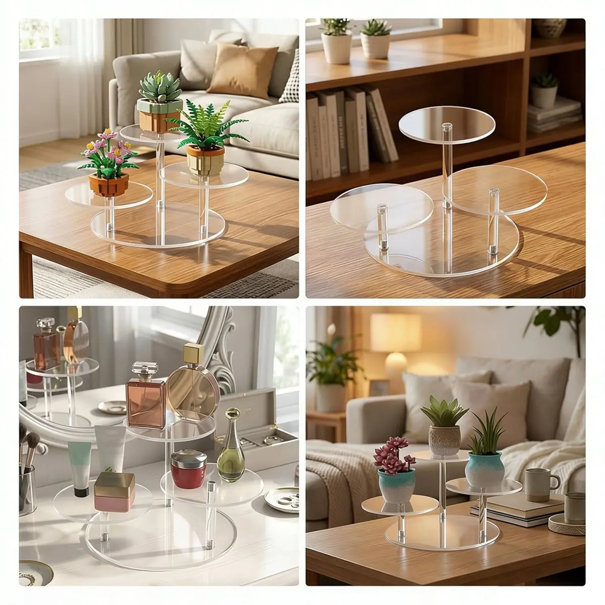 Clear Display Stand for Botanical Collection Sets,Multi-Tier Showcase Figurine Display Shelf Riser for Collectibles