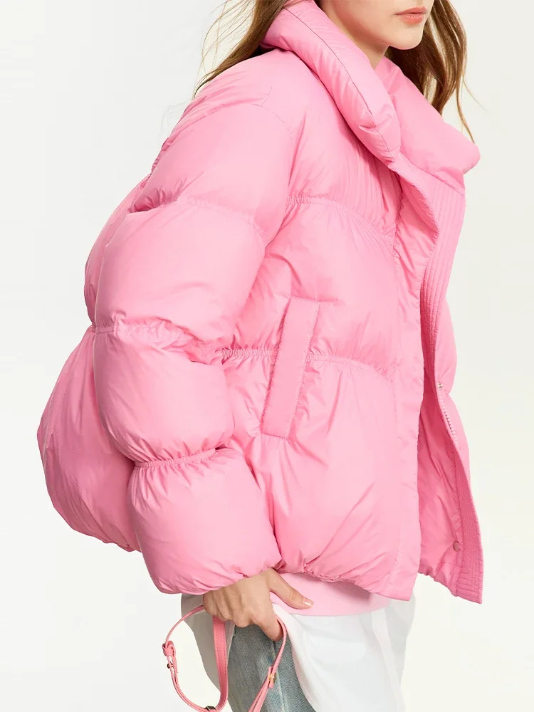 AMII Minimalist Women's Winter Down Jacket Zipper Button Warm Short Overcoats 2025 Winter New Female Solid Down Jacket 12344053
