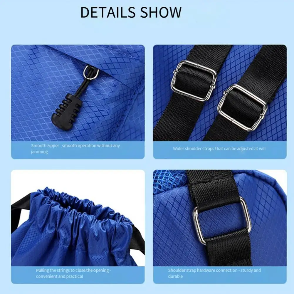 

Устойчивая к разрыву спортивная сумка, водонепроницаемый рюкзак для снаряжения для плавания на шнурке, вместительный дизайн с несколькими карманами для активного отдыха