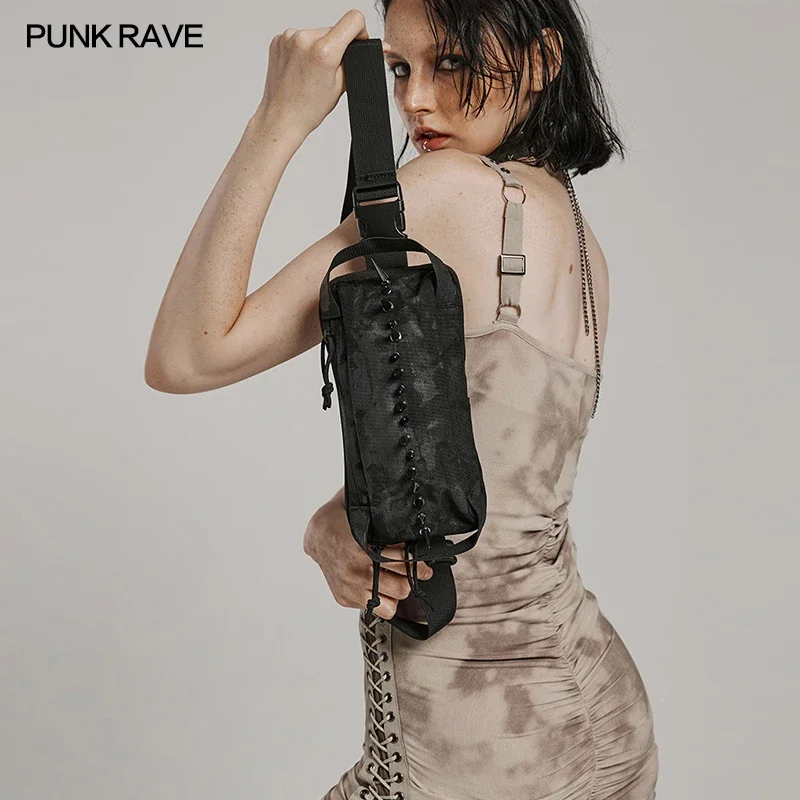 PUNK RAVE Women\'s Punk One Shoulder Spiked Type of Cross Body Bag Novelty Crossbody Small Bags Female Accessories 2 Colors