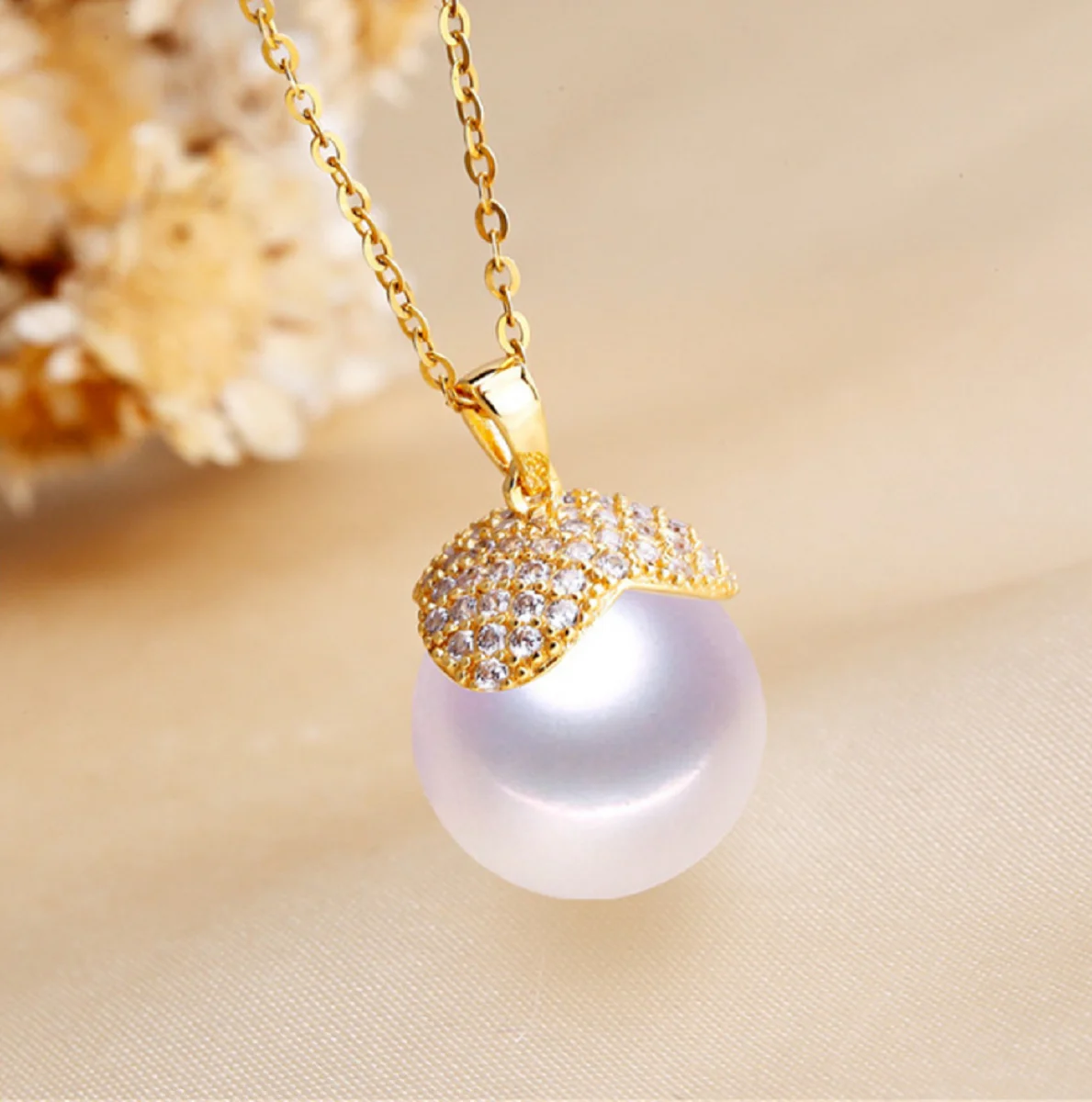 ИДЕАЛЬНЫЙ КУЛОН С БЕЛЫМ ЖЕМЧУГОМ ЮЖНОГО МОРЯ 11-12 мм AAA++