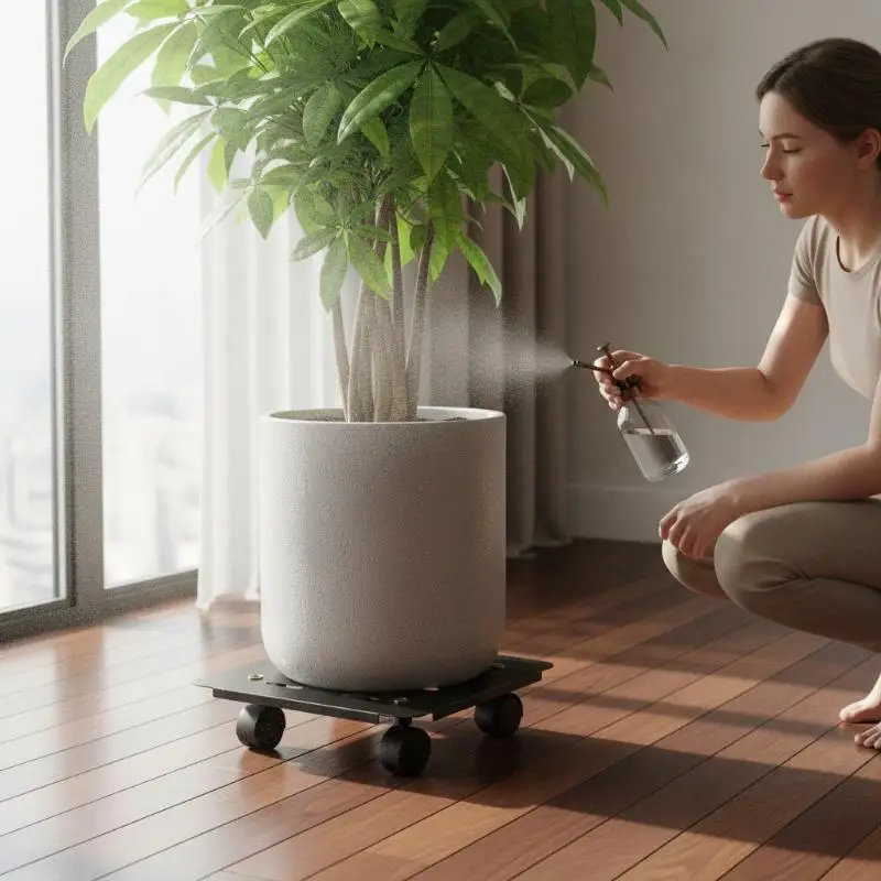 Movable 360° Rotating Metal Plant Stand with Wheels Plant Pot Tray for Patio Yard Indoor Outdoor Use