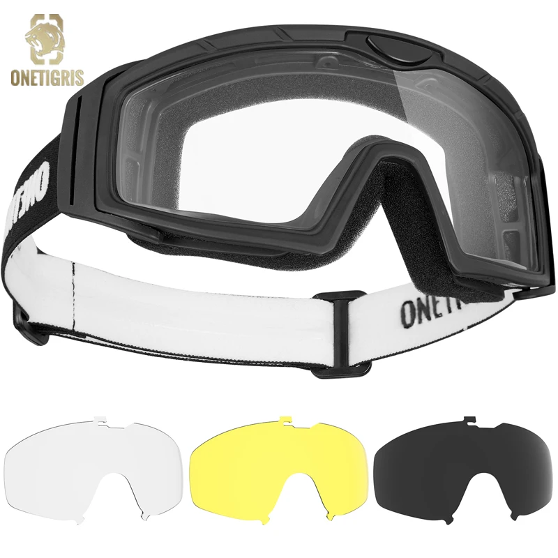 ONETIGRIS Tactical Goggles Over Glasses, Anti Fog Tactical Eyeglasses, Safety OTG Goggles Protection with Interchangeable Len