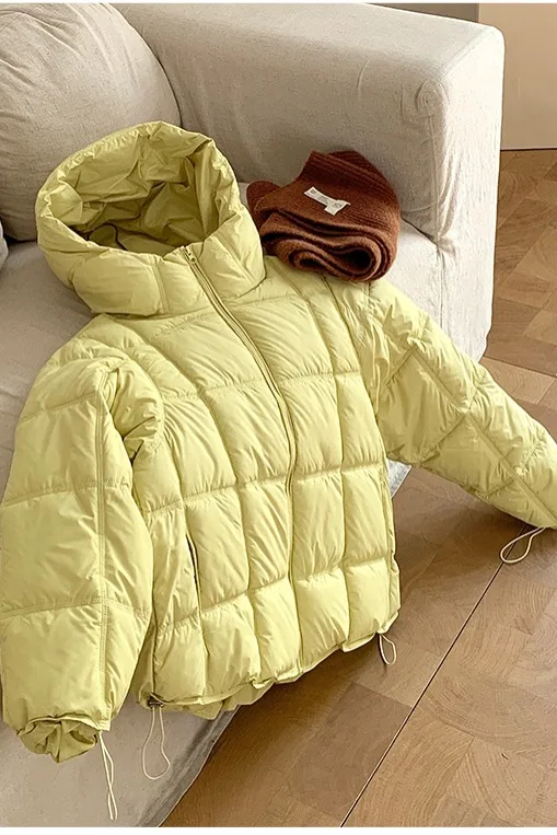 الخريف الشتاء كبيرة الحجم فضفاضة قصيرة سترات المرأة سميكة أسفل القطن مبطن فقاعة معطف 2025 جديد مقنعين طويلة الأكمام سترة منفوخة #6