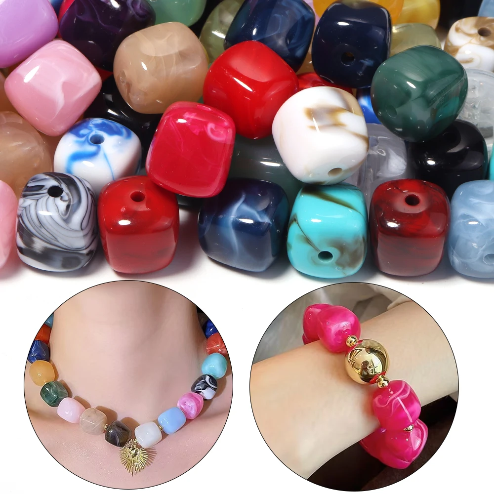10pcs/lot 16x17mm Dual Color Irregular Square Acrylic Beads Loose Spacer Beads DIY Necklace Bracelet Jewelry Making Accessories