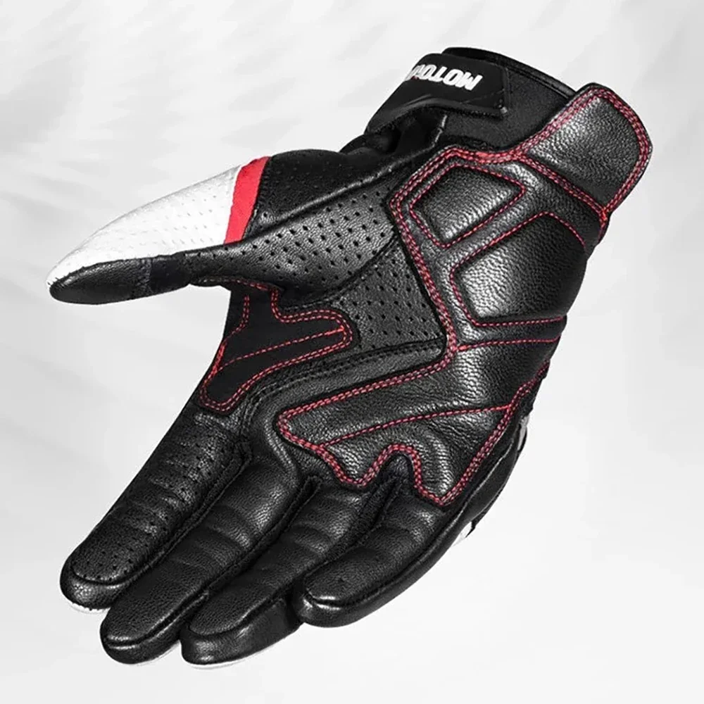 Motocicleta proteger couro unisex moto tela de toque respirável motocross equitação corrida carbono luvas protetoras dedo cheio