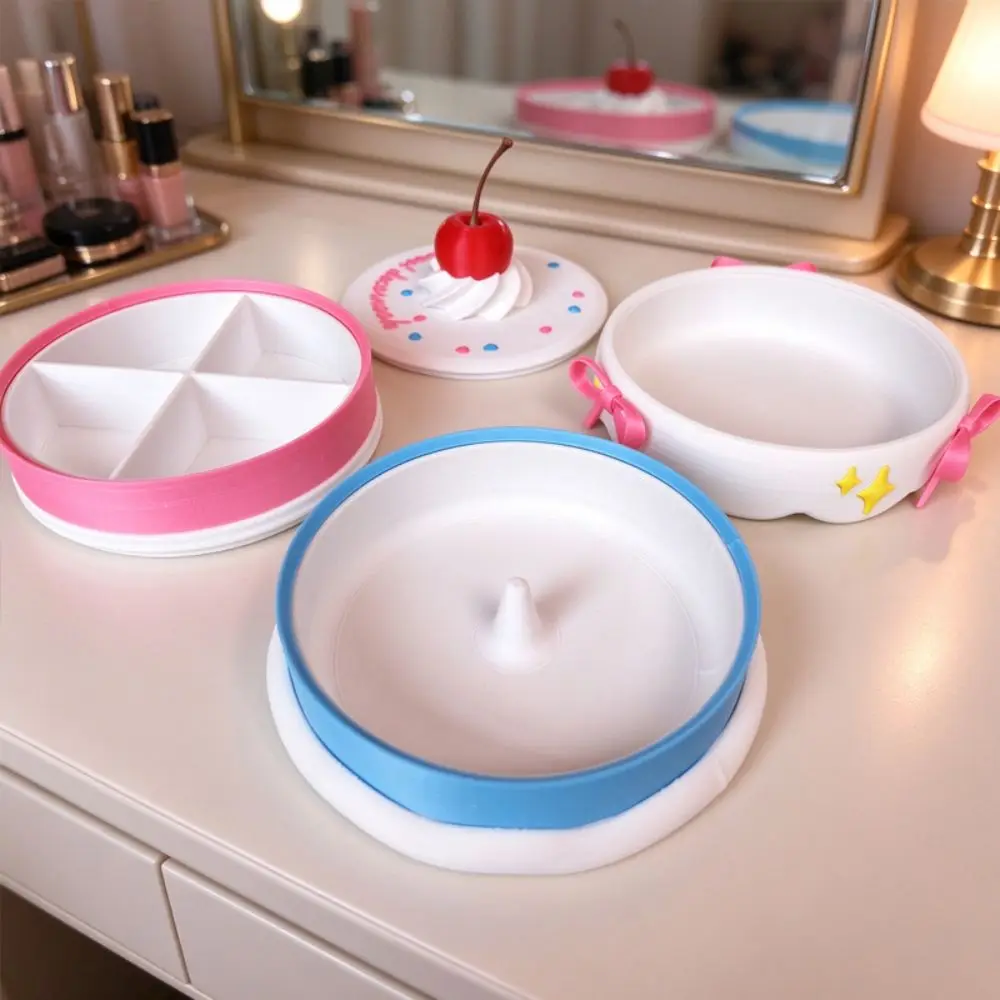 Cartoon Cake Shaped Jewelry Box Multi-Layer Multi Grid Storage Case Dustproof Desktop Storage Tube Box Small Trinkets