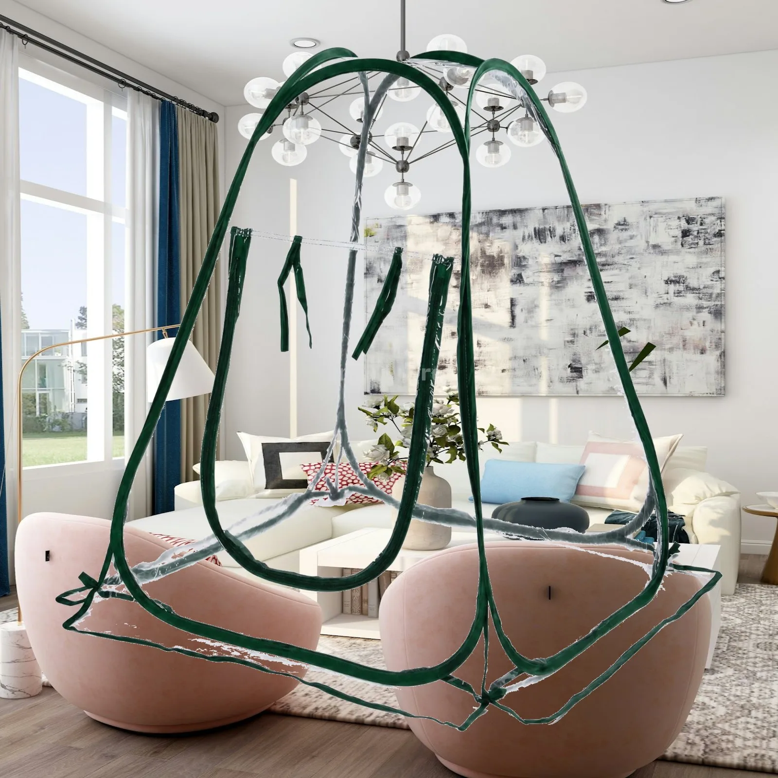 Portable Foldable Greenhouse Cover with Arch Frame and Tie Straps for Small Potted Plants Balcony Garden Outdoor