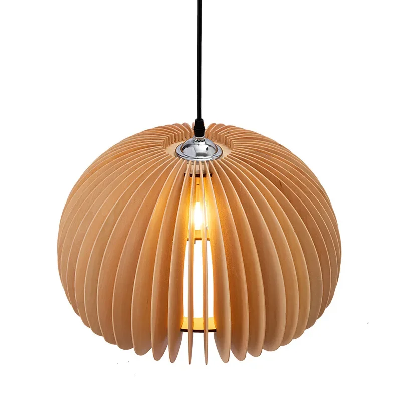 

Nordic retro wooden dining table chandelier, dining hall entrance bedroom personalized creative lighting