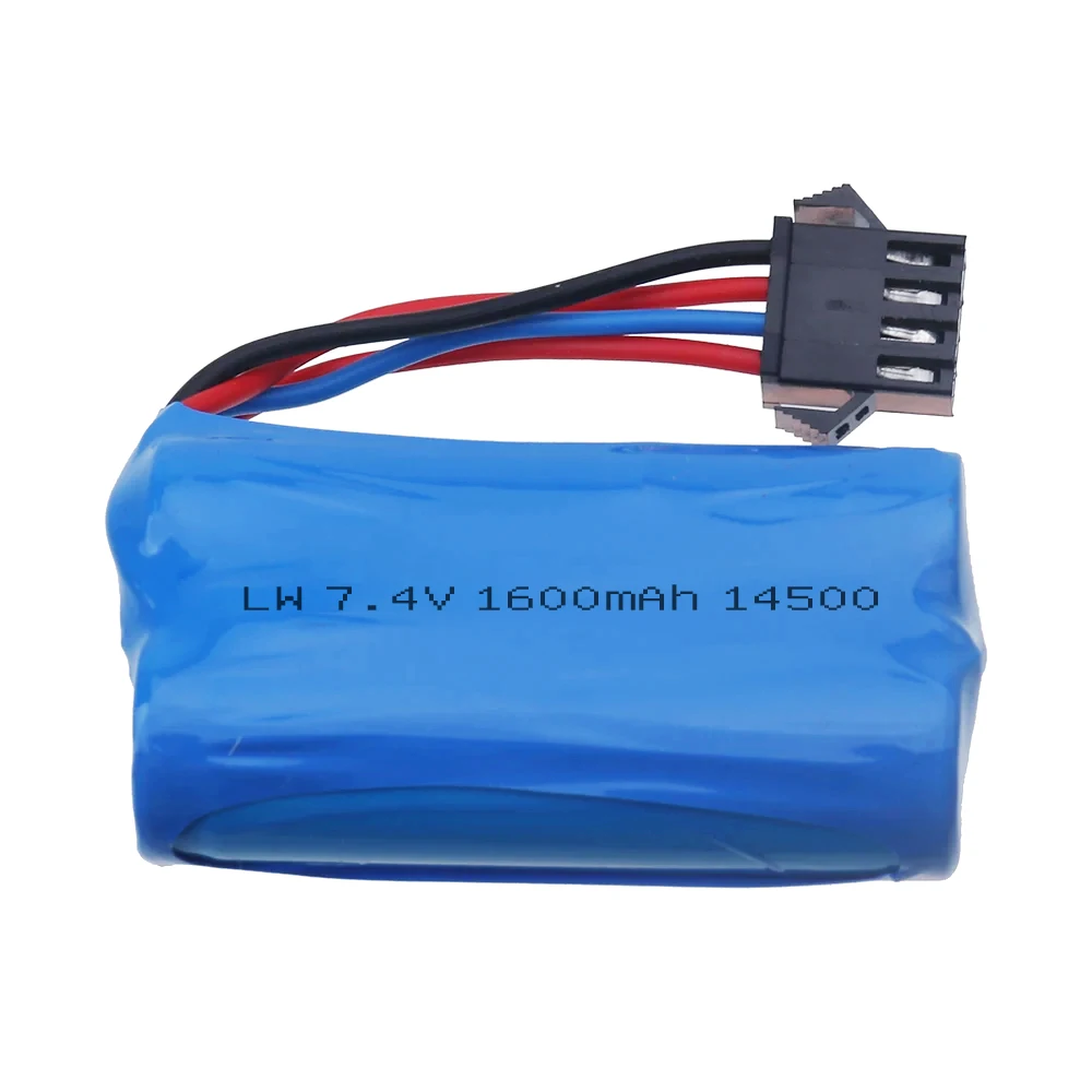 7.4V 1600mAh 14500 lithium-ion battery/with SM4P plug/USB charger for water gun RC truck boat helicopter toy battery accessories