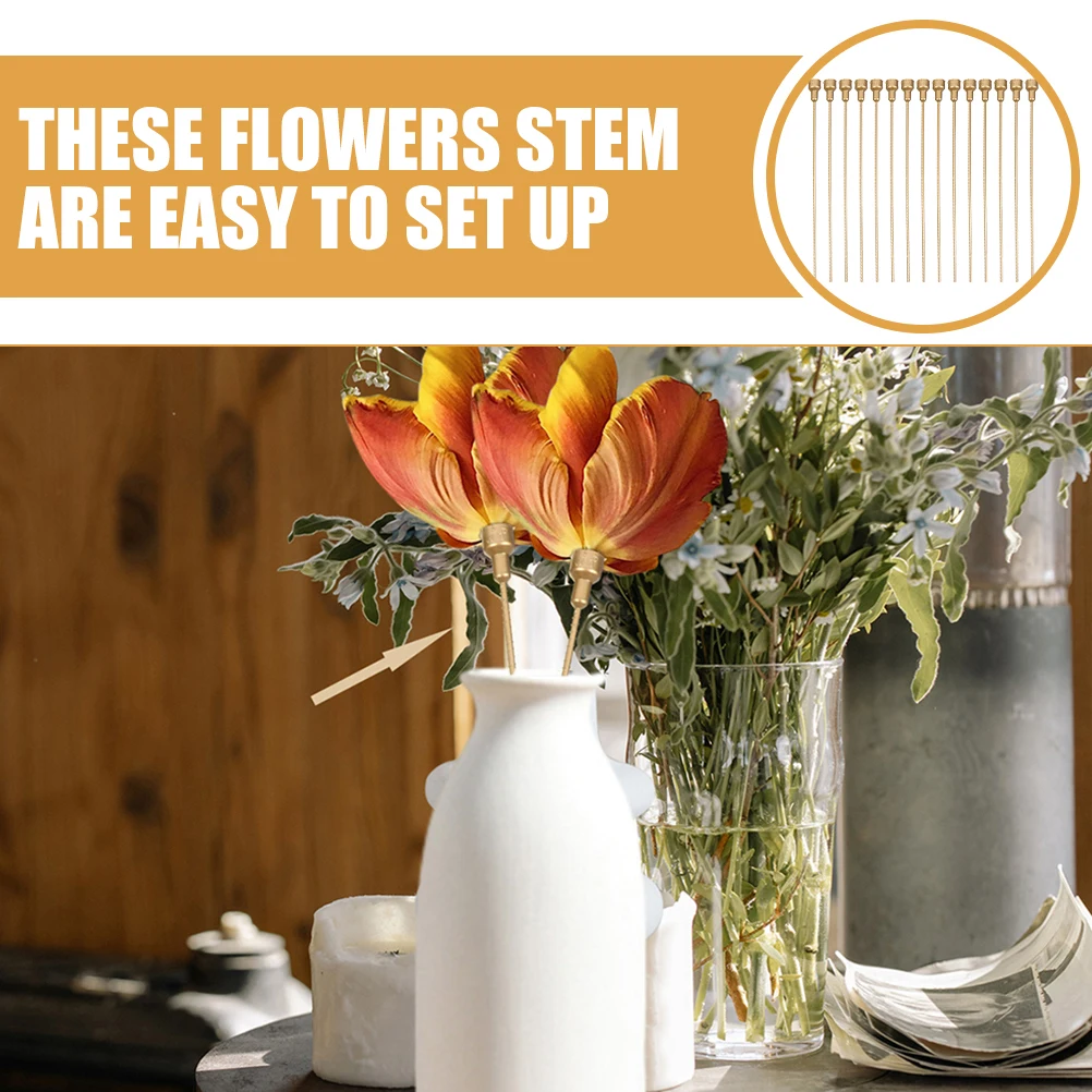 

15Pcs Artificial Flower Stems Flexible PVC Floral Extension Poles for Craft Making Wedding Party Home Office Garden DIY Flower