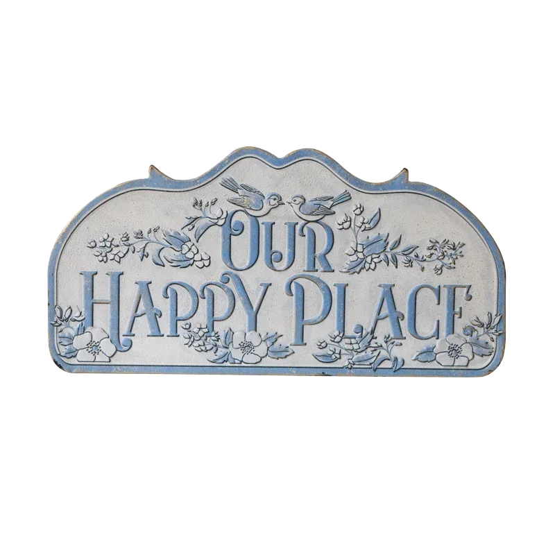 Wrought iron decorative house plate OUR HAPPY PLACE garden flower and bird listing home door pendant decorative wall decoration