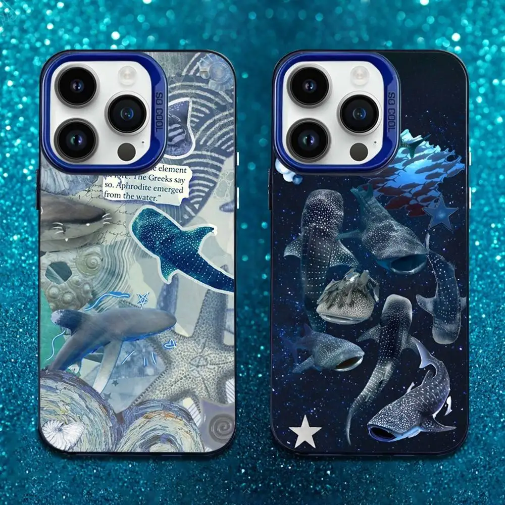 

Animal Shark Ocean Phone Case For iPhone 16,15,14,13,12,11,Mini,XS,Pro,SE,MAX Blue Matte Silicone Cover