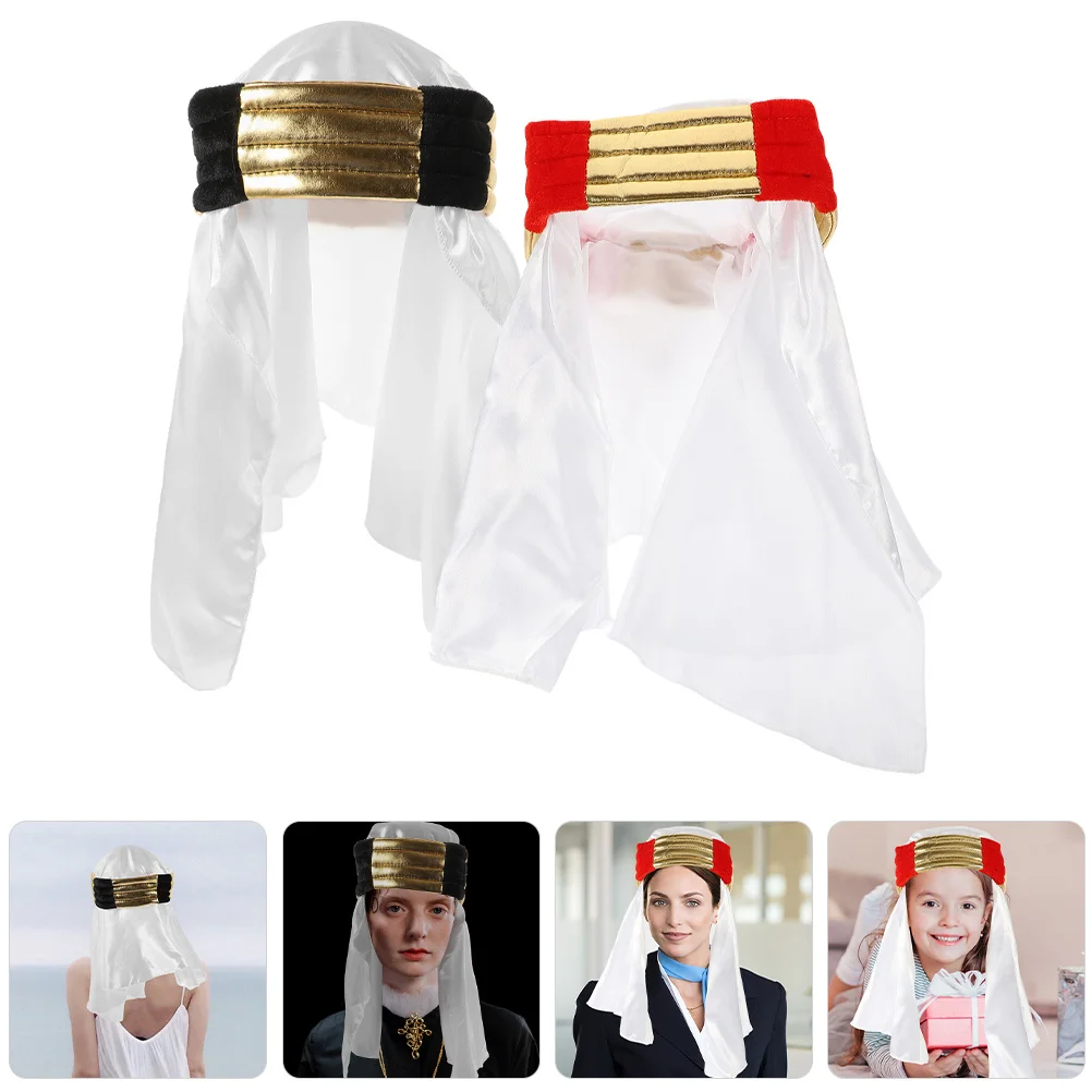 2 قطعة قبعة عربية للرجال نمط عمامة أغطية الرأس تأثيري مهرجان الحفلات أداء الدعامة ديكور ملحق فستان زي #1