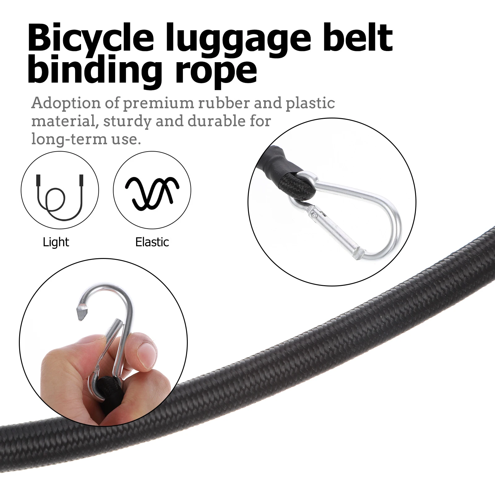 

6pcs Bike Luggage Strap Heavy Duty Elastic Fixed Rope For Motorcycle Bicycle Storage Black Bungee Cord With Hooks Camping Hiking