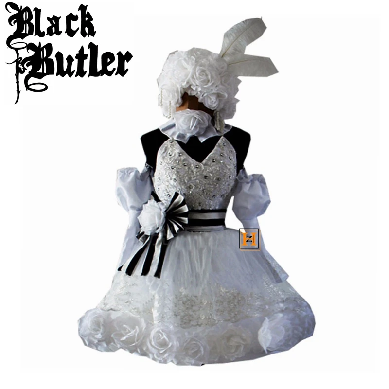 Black Butler Kuroshitsuji Elizabeth Cosplay Costume Red Fancy Dress Lolita Dress Wig Halloween Costume Women Custom Any Size