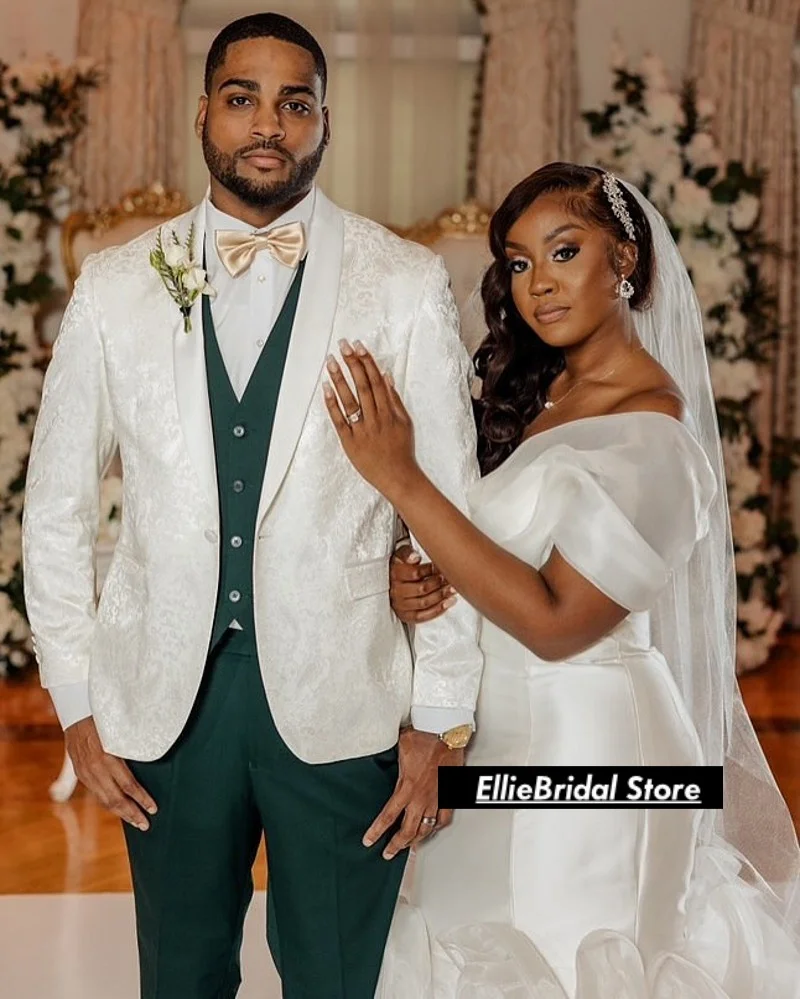 فساتين زفاف رائعة بحورية البحر بكشكشة متدرجة للفتيات النيجيري فساتين طويلة مكشوفة الكتف Vestido De Novia 2025 مخصصة #2