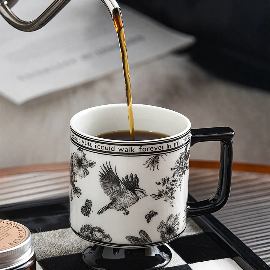 Taza de cerámica, taza de café, taza de agua, taza de té, taza de leche, estilo ligero y lujoso, con tapa, sin tapa, para té, sala de reuniones