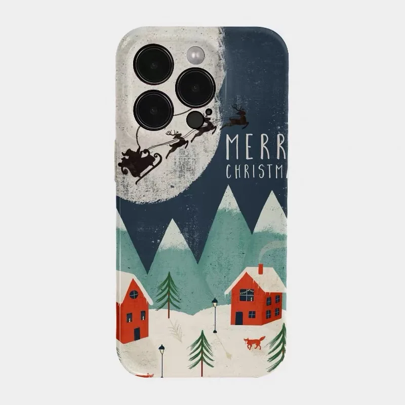 

Blue Winter Fairy Tale Village Phone Case for IPHONE 17 Air 16E 15 PROMAX 14 Plus 13 12 MINI 11PRO 16Plus XR Acrylic Phone Cover