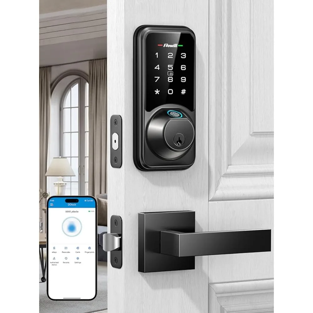 

Door Lock Matte Black Gate Opening System Biometric Automation for Gates Touchscreen Keypad Access Controller Control Security