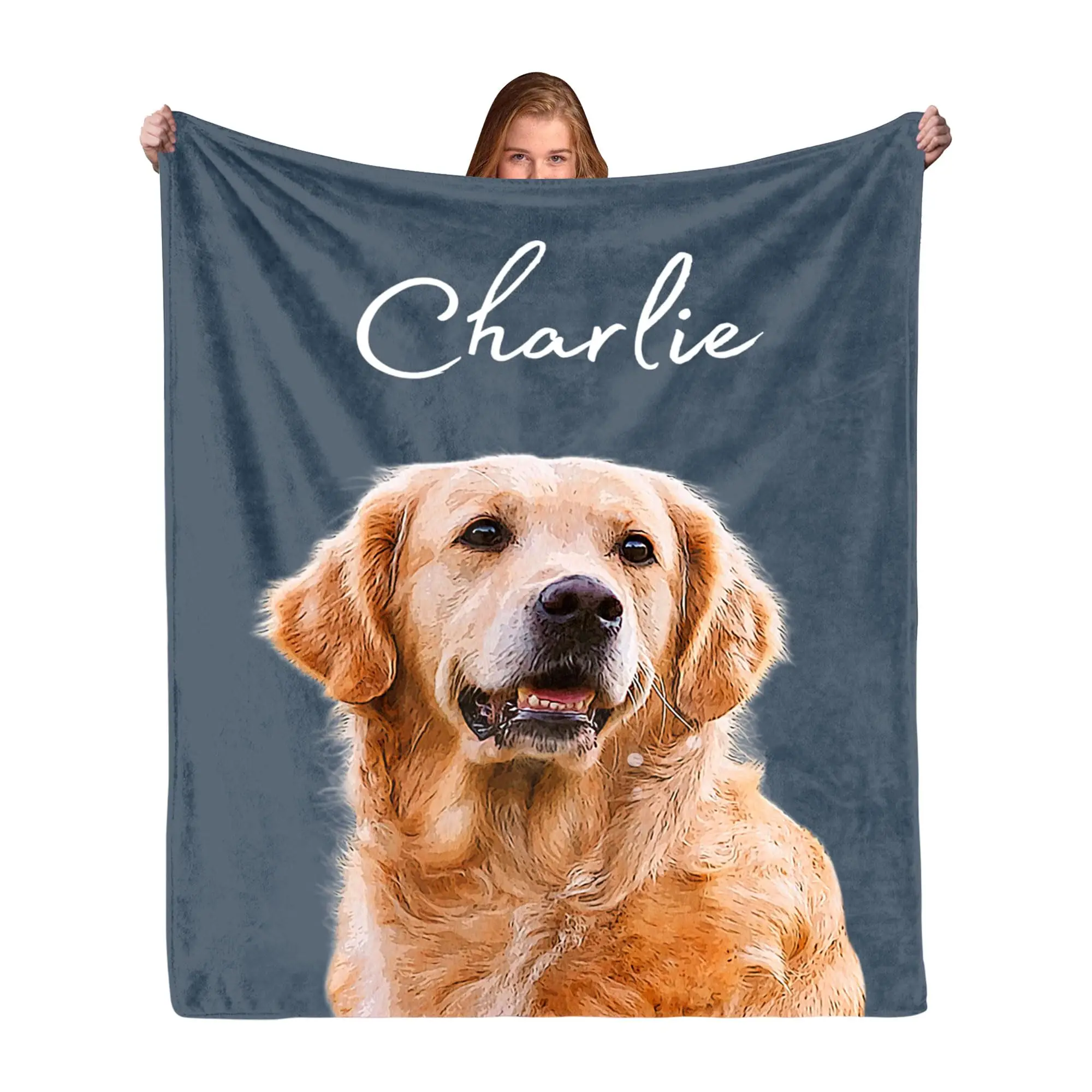 Pet Personalized Custom Flannel Blanket Customizable Images Blanket Soft Cozy for family beds sofas offices camping Perfect Gift