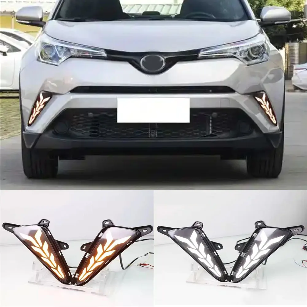 Car Accessories Led For Toyota CH-R CHR 2017-2019 DRL Yellow Signal Relay Waterproof 12V Fog Lamp Cover Daylight