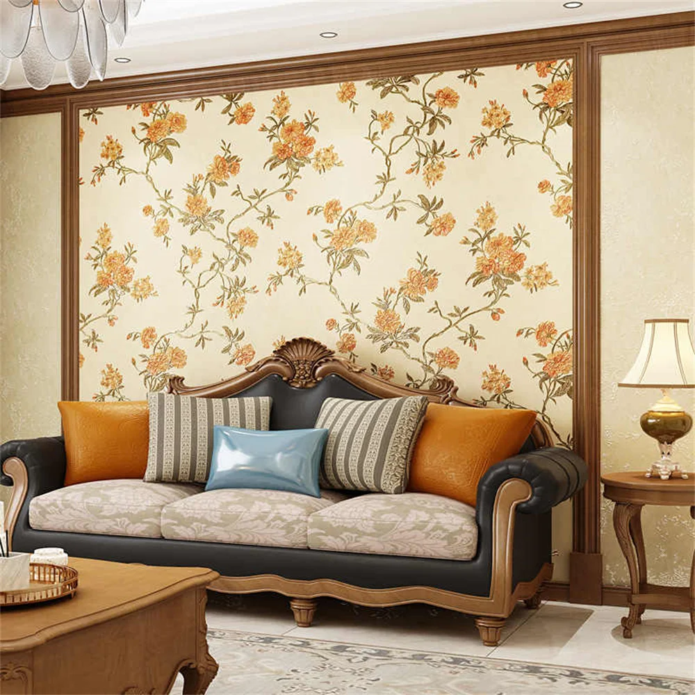 Vintage Floral Wallpaper Mural Non-woven Classical Pastoral Vine Flower Wall Paper Retro Living Room Decor Wallcovering