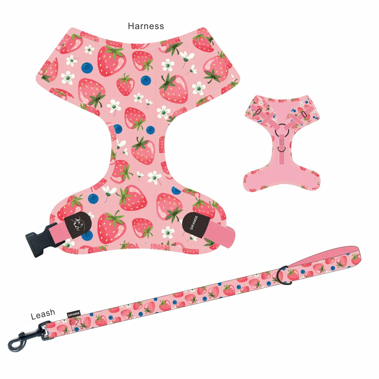 New Reversible Luxury Reflective Tough Polyester Pet Dog Vest Collars Harness Set With Bow Tie And Poop Bag