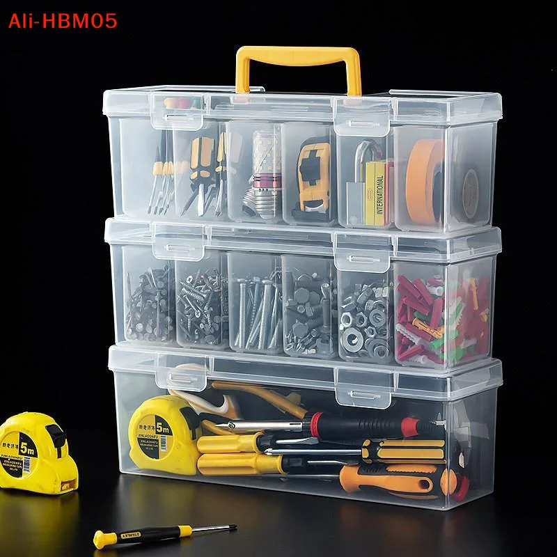 (HB05)Transparent Handheld Toolbox Large Capacity Thickened Plastic Hardware Tool Storage Box With Handle Tool Organizer Box