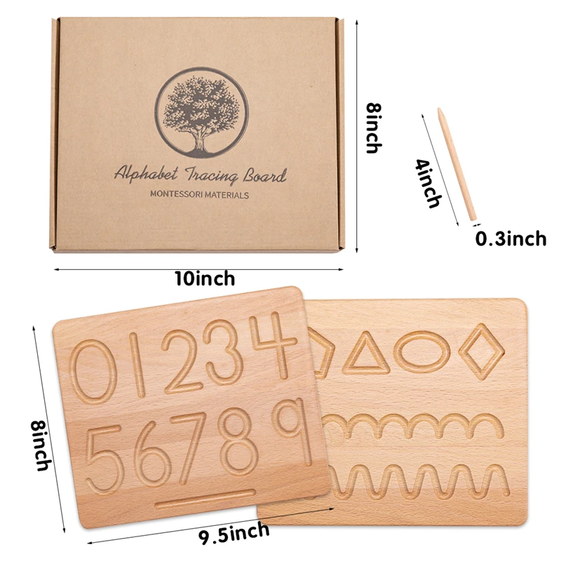 ของเล่นภาษามอนเตสซอรี่ทำจากไม้สองด้านตัวอักษรภาษาอังกฤษ0-9ตัวเลขกระดานเขียนความรู้ความเข้าใจของเล่นเพื่อการศึกษาในช่วงต้นของเด็ก