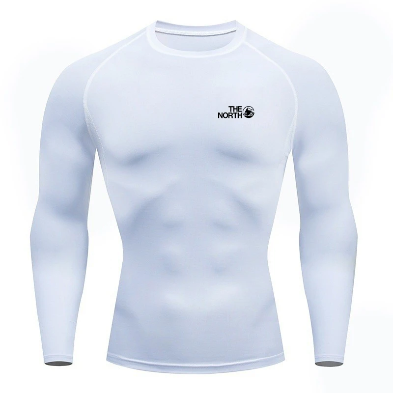 Men's Compression Long Sleeve Shirt Black Fitness T-shirt Male Running Quick Drying Gym Top Sun Protection Sports Base Layer
