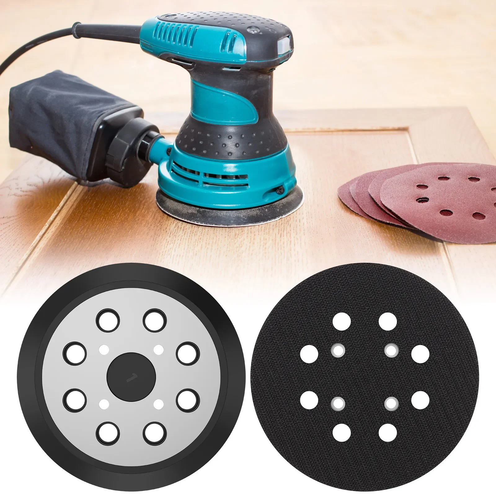

2Pcs Aluminium 5 inch 8 Hole Sander Pad Good Heat Dissipation Sander Replacement Pad Fine Grinding Sanding Disc for DIY