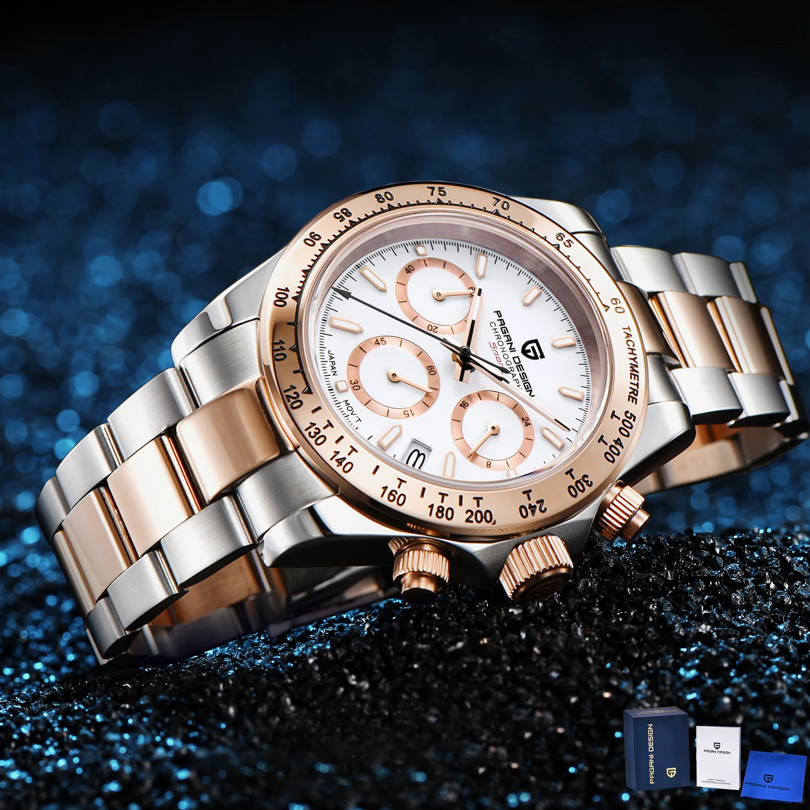PAGANI DESIGN 2026 New Gold 1644 Men's Watches Top Brand Luxury Mens Quartz Wrist Watch Men Watch Men Sport Chronograph+Gift Box