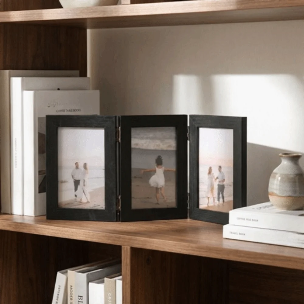 Creative Rectangular Folding Photo Frame Modern Simple Durable Desktop Picture Frame Triplex Frame Picture Frame Ornaments Gifts