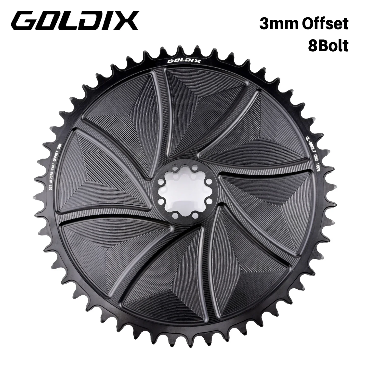 

GOLDIX 8-Bolt Bicycle Chainring Wide and Narrow Teeth AERO Chainring CNC Hollow Cutting Machining for SRAM 8Bolt Crankset