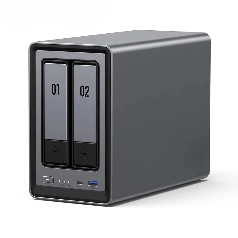 DXP2800 2 Bay Desktop NAS Intel N100 Quad Core CPU NetworkING Attached Storage (Diskless) 4K HDMI 8GB DDR5 RAM