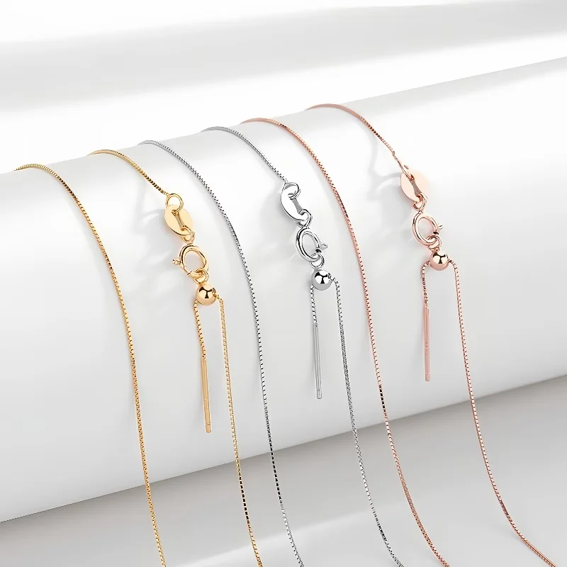 3pcs Box Chain Necklace Stainless Steel Adjustable Length Basic Y Type Versatile Chains for Layering Beading or Matching Small P