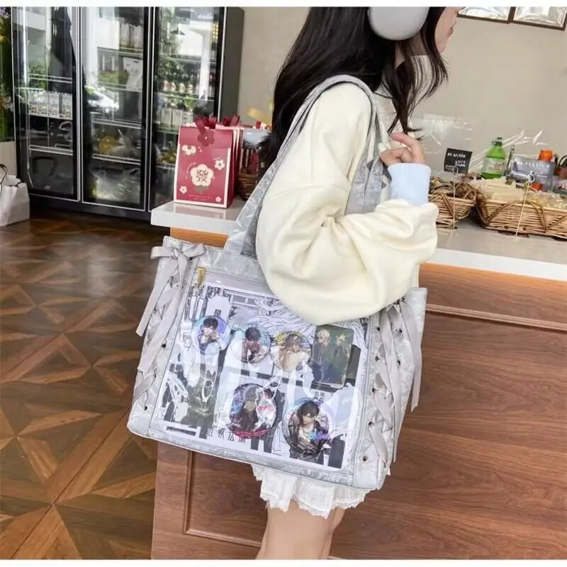 Neue Japanische Süße Schleifen-Ita-Tasche, Lolita-Mädchen Transparente Handtaschen, Modische Große Kapazität Tragetasche, Ästhetische Schultertaschen – Detail 12