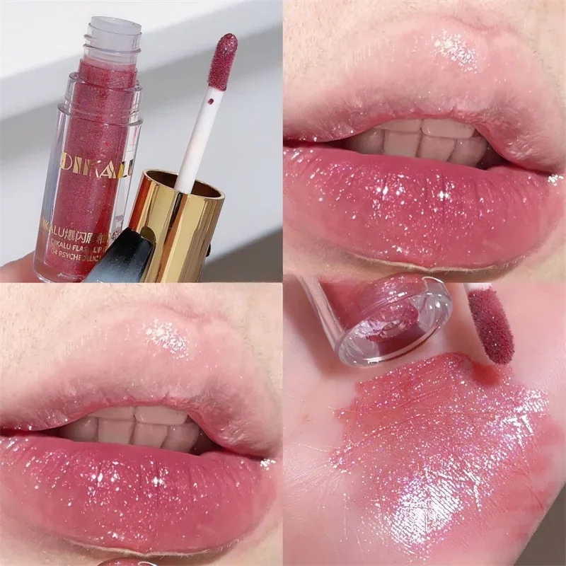 Diamond Glitter Lip Gloss rossetto idratante rimpolpante Lip Glaze High Gloss Sparkle Liquid Lip Tint cosmetici per il trucco coreano