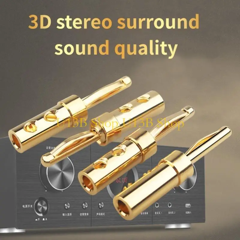 U13B 4pcs Los tapones plátano cobre sólido chapado en oro con insertos cobre mejoran sonido