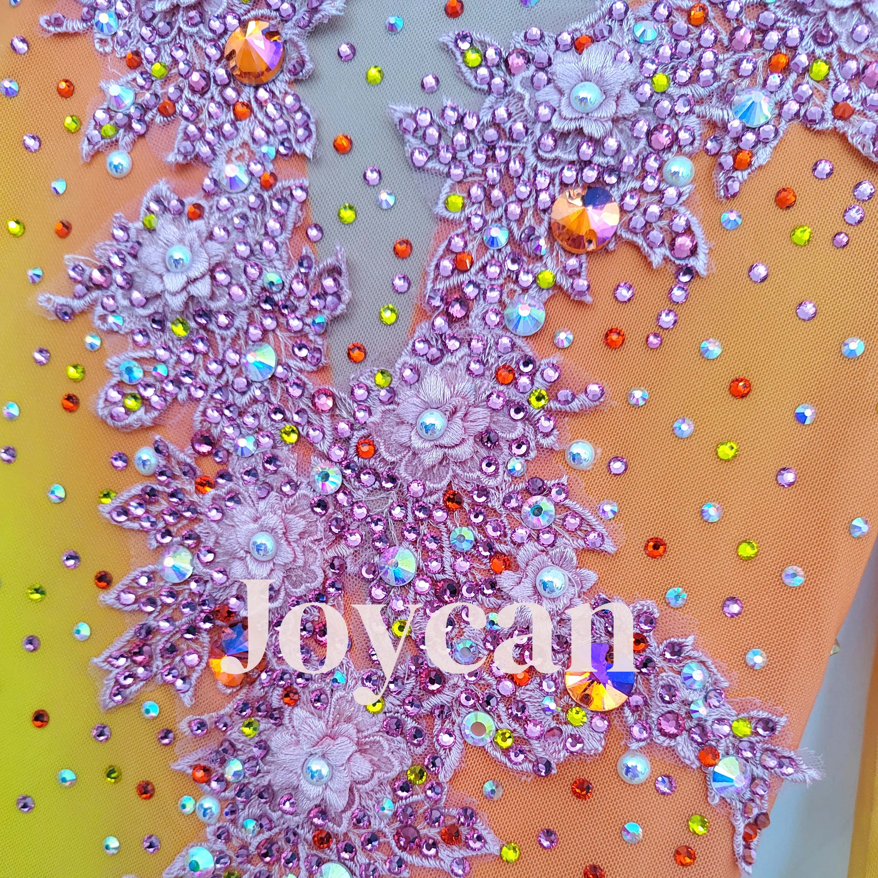 Vestido de patinaje artístico Joycan para niña, vestido de baile en barra hecho a mano personalizado con diamantes, actuación de competición BD1517