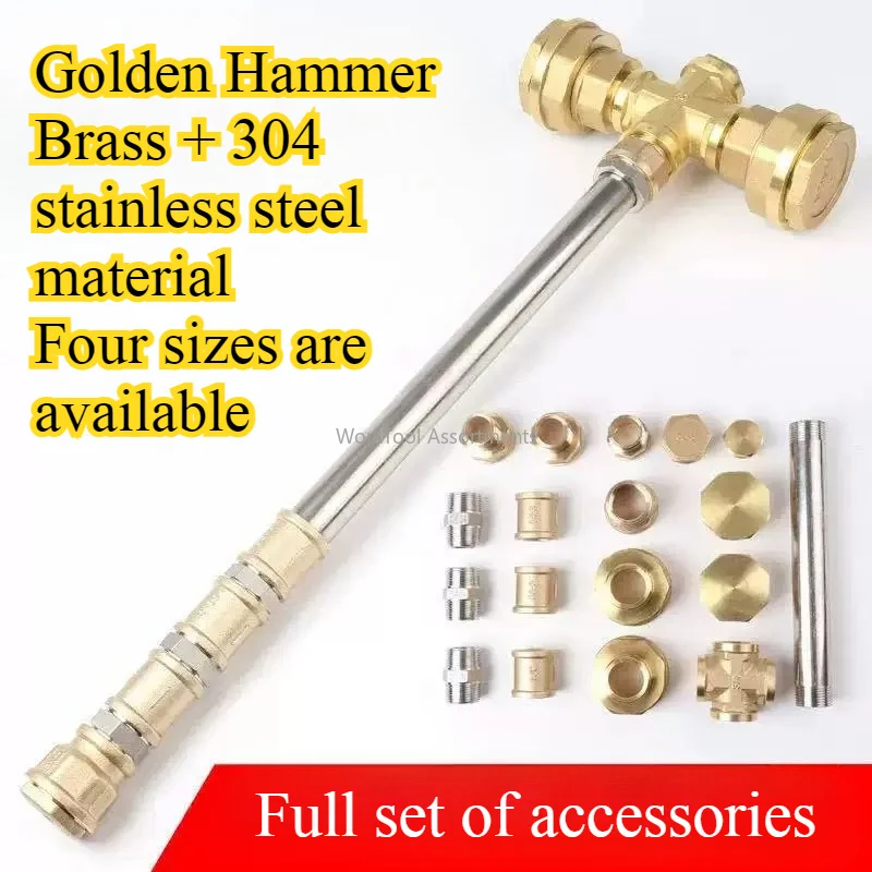 DIY Detachable Brass Holy Hammer Ornament, Eight-sided Silver Hammer Golden Cudgel Desktop Decor Collection Crafts