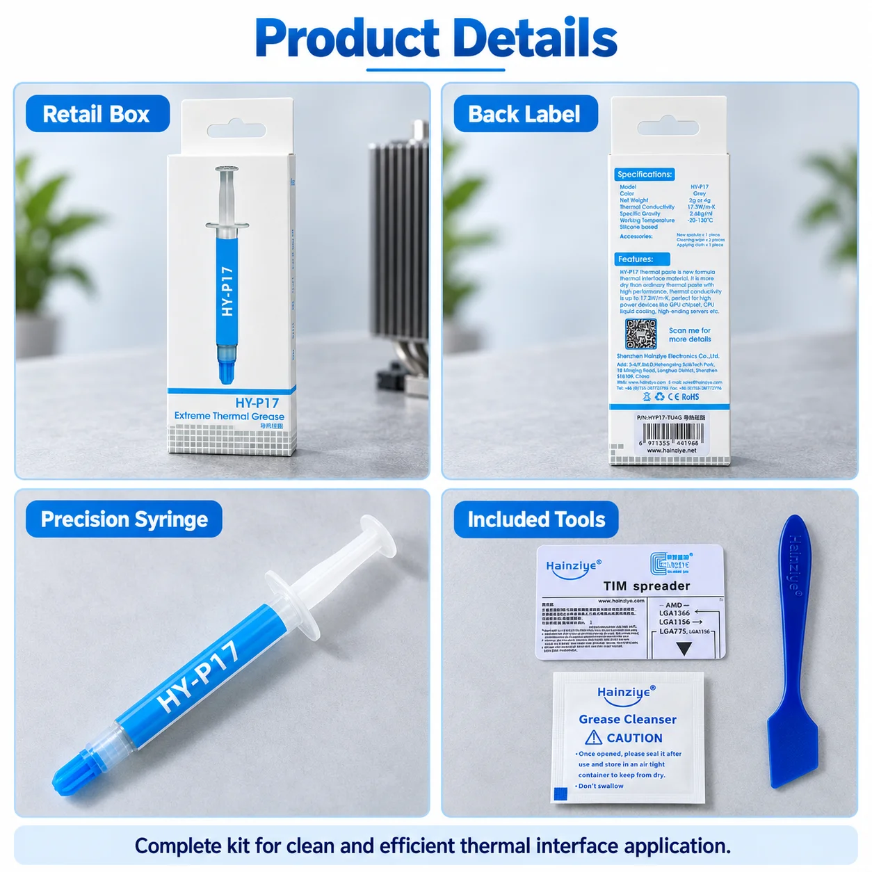 Original Halnziye HY-P17 Premium Performance Wärmeleitpaste für alle Prozessoren, CPU/GPU, hohe Wärmeleitfähigkeit, 2 g/4 g – Detail 3