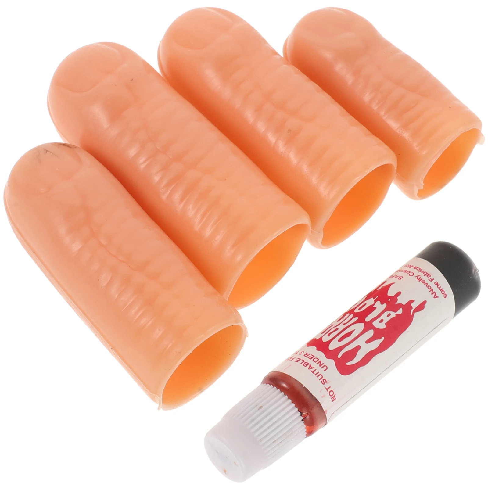 

4pcs Fake Finger Blood Props Realistic Design Halloween Party Supplies Stage Show Cosplay Accessories Safe Materials Reusable