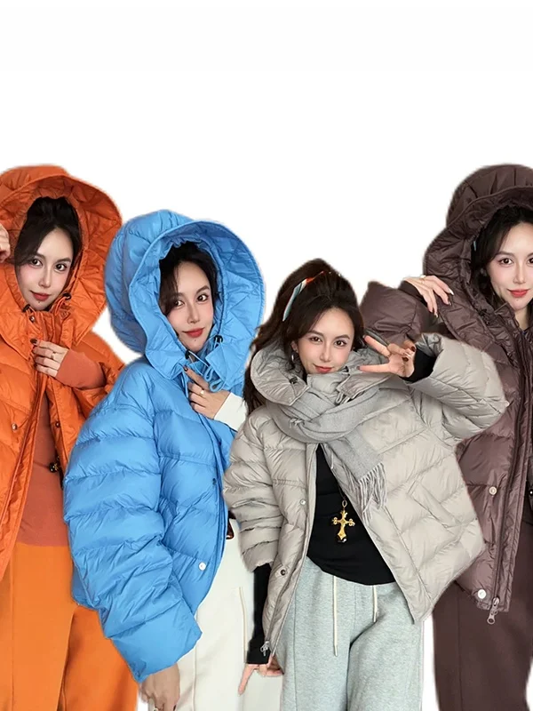 

Женская удлиненная куртка-пуховик с капюшоном в корейском стиле, свободного кроя, теплая верхняя одежда из прочного полиэфирного волокна, с завышенной талией