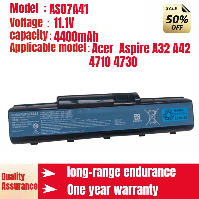 AS07A41 AS07A31 Laptop Battery for Acer Aspire A32 A42 4710 4730 High Quality Battery 11.1V 4400mAh