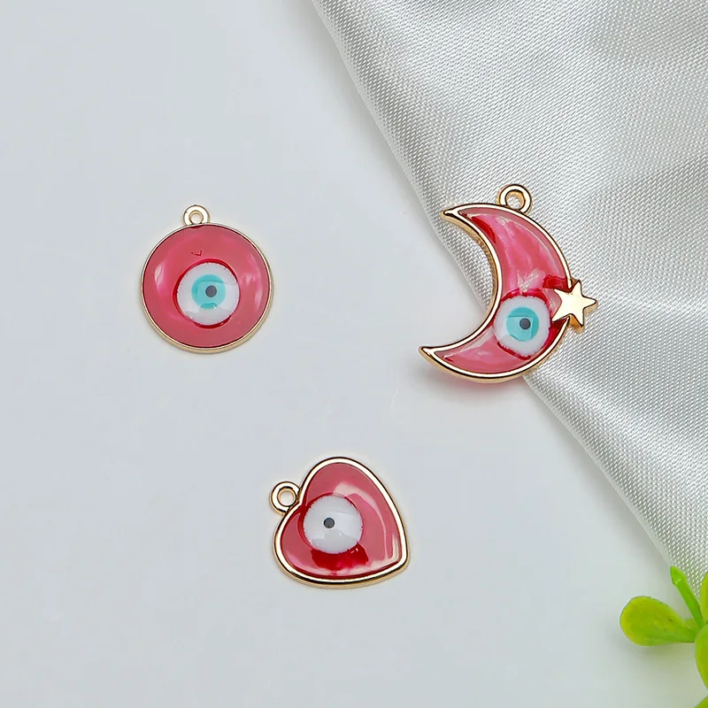 10pcs New Moon Alloy Small Pendant Multi-Color devil Eye Charms for Jewelry Making  Earrings Necklace Jewelry Accessories view 2