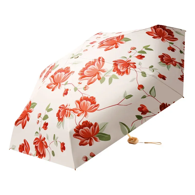 Folding Flat Sunny and Rainy Umbrellas for Women Mini Pocket Sunscreen Umbrella Small Uv Sunshine Parasol Portable Waterproof